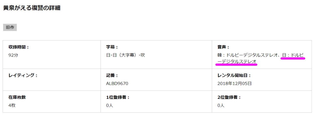 黄泉がえる復讐　日本語吹き替え